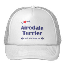 I Liebe mein Airedale-Terrier (weiblicher Hund) Trucker Mützen