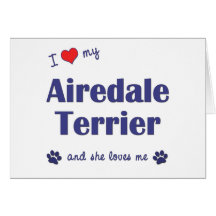 I Liebe mein Airedale-Terrier (weiblicher Hund) Grußkarte