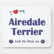 I Liebe mein Airedale-Terrier (weiblicher Hund) Mousepads