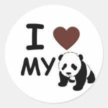 I LIEBE MEIN PANDA RUNDER AUFKLEBER