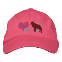 I Liebe mein Schipperke gestickter Hut (Brown) Besticktes Baseballcap