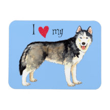 I Liebe mein Schlittenhund Flexibler Magnet