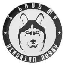 I LIEBE MEIN SIBIRISCHER SCHLITTENHUND Hundezuchth Party Teller
