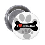 I Liebe mein Sleddog - Hundeknochen Anstecknadel