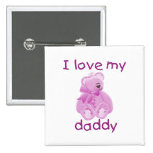 I Liebe mein Vati (rosa Bär) Anstecknadelbutton