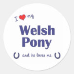 I Liebe mein Waliser-Pony (männliches Pony) Runder Sticker
