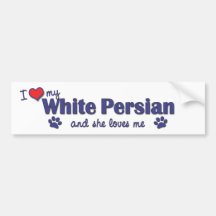 I Liebe mein weißer Perser (weibliche Katze) Autosticker
