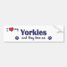 I Liebe mein Yorkies (mehrfache Hunde) Auto Sticker
