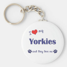 I Liebe mein Yorkies (mehrfache Hunde) Schlüsselanhänger