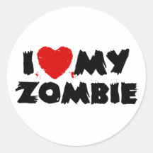 I Liebe mein Zombie Runde Aufkleber
