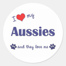 I Liebe meine Australier (viele Hunde) Runde Aufkleber