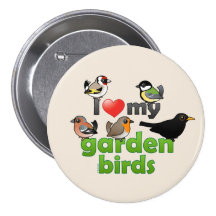 I Liebe meine Garten-Vögel Anstecknadelbuttons