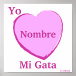 I Liebe meine Katze [spanisches] personalisiertes 