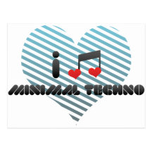 I Liebe minimales Techno Postkarte