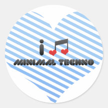 I Liebe minimales Techno Runder Aufkleber