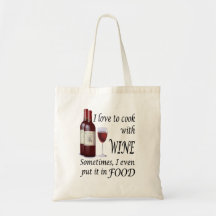 I Liebe, mit Wein - sogar in der Nahrung zu kochen Tragetasche