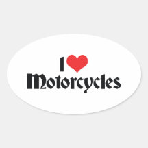 I Liebe-Motorräder Ovaler Aufkleber