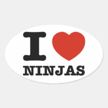 I Liebe Ninjas Ovaler Aufkleber
