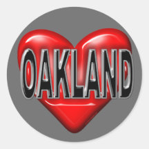 I Liebe Oakland Runde Aufkleber