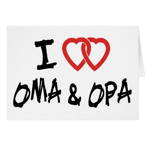 I Liebe Oma u. Opa Grußkarte Zazzle