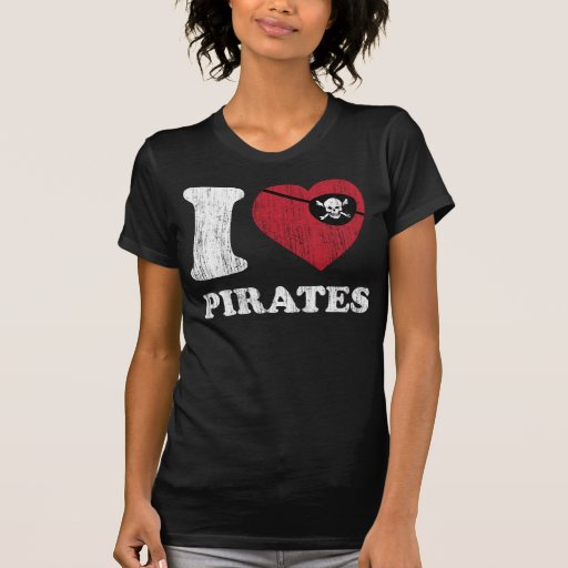 I Liebe-Piraten-cooles Vintages Retro Art-T-Shirt