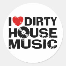 I Liebe-schmutzige Haus-Musik Runder Sticker