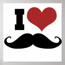 I Liebe-Schnurrbart Plakatdruck