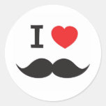 I Liebe-Schnurrbart Runde Sticker