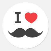 I Liebe-Schnurrbart Runde Sticker