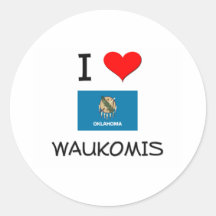 I Liebe Waukomis Oklahoma Runder Aufkleber