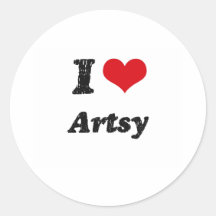 I Love Artsy Round Stickers