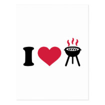 I love BBQ barbecue postkarten