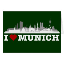 I love München Stadt Skyline - Klappkarte
