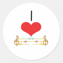 I Musiknoten des Herz-(Liebe) Runde Sticker