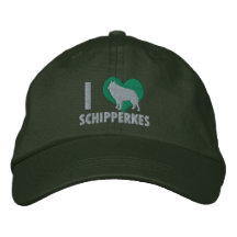 I stickten LiebeSchipperkes Hut (Waldgrün) Bestickte Baseballcaps