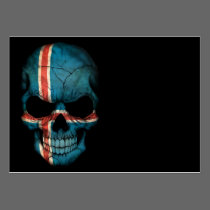 Icelandic Flag Skull on Black visitenkarten
