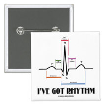 Ich habe Rhythmus (ECG/EKG - Oldgate Weg-Kontur) Anstecknadelbuttons
