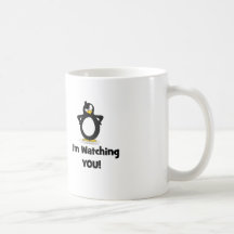 Ich passe Sie Pinguin auf Kaffeetasse