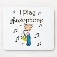 Ich spiele Saxophone-Strichmännchen-T-Shirts und G Mousepad