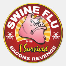 Ich überlebte die Schwein-Grippe - H1N1 Runde Aufkleber
