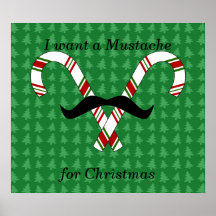 Ich will einen Schnurrbart für Weihnachtszuckersta Plakat
