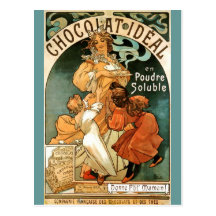 Ideal Alphonse (Alfons) Mucha Chocolat Postkarten