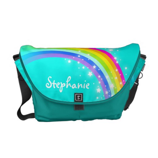 "Ihr blaues Grün des Namens" Regenbogenaqua scherz Kuriertasche