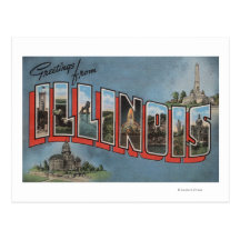 IllinoisLarge Buchstabe ScenesIllinois Postkarte