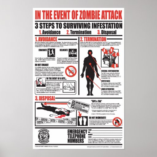 IM FALLE DES ZOMBIE-ANGRIFFS POSTERDRUCK