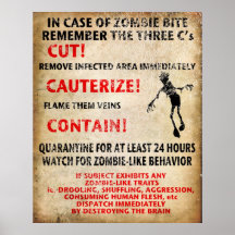 "Im Falle des Zombie-Bisses " Poster