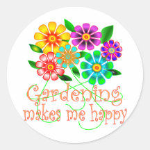 Im Garten arbeitenglück Runde Sticker