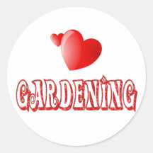 Im Garten arbeitenherzen Runder Sticker