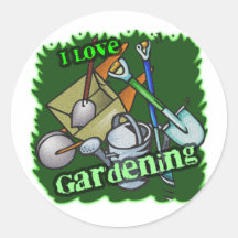 Im Garten arbeiteniGuide Gartenarbeit-Werkzeuge Runde Aufkleber