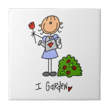Im Garten arbeitenStrichmännchen Keramikkachel